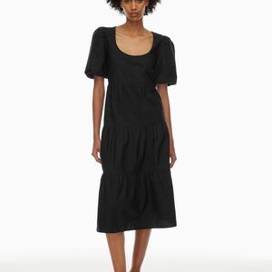ARITZIA Little Moon Cenote Poplin Midi Dress Black Relaxed Cotton Medium NWT